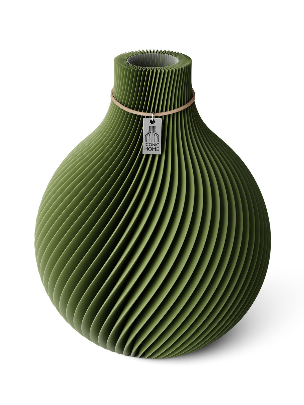 Vase Sphere Moss Green 26 cm ICONIC HOME Naturfarbenes Band