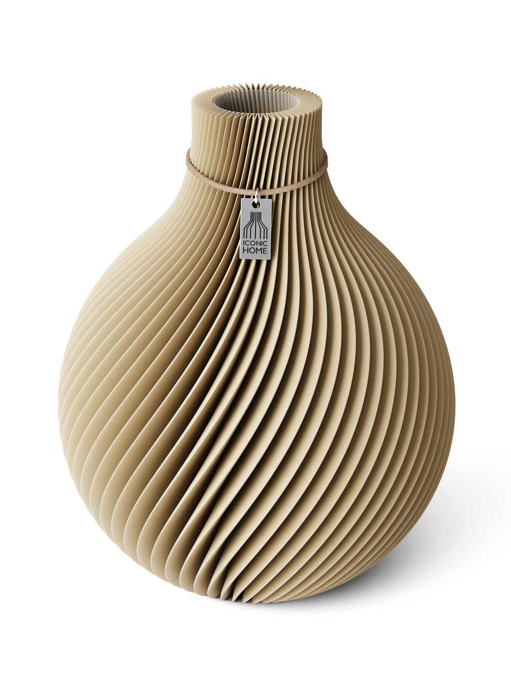 Vase Sphere Natural Oak 26 cm ICONIC HOME Naturfarbenes Band