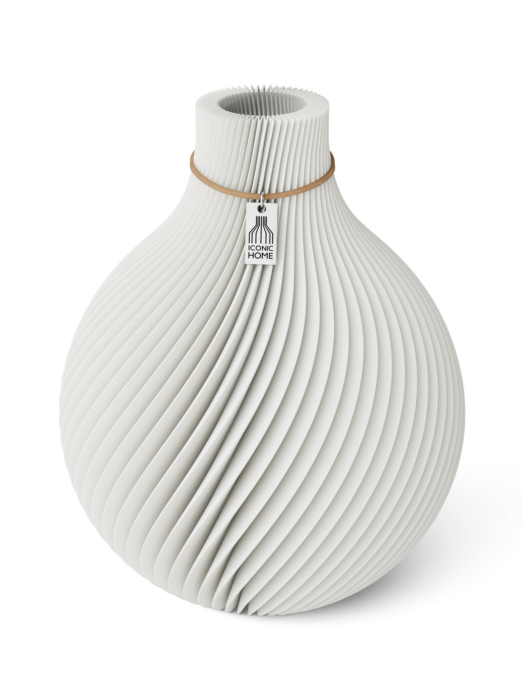 Vase Sphere Pure White 26 cm ICONIC HOME Naturfarbenes Band