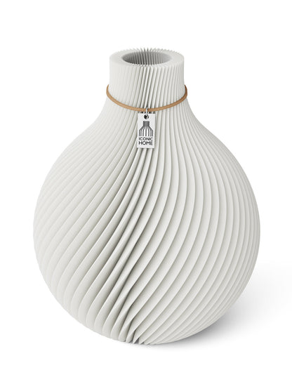 Vase Sphere Pure White 26 cm ICONIC HOME Naturfarbenes Band