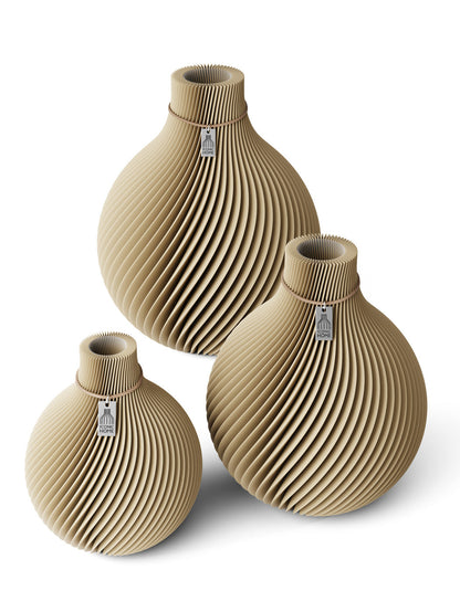 3 Vasen Set Sphere Natural Oak ICONIC HOME Naturfarbenes Band