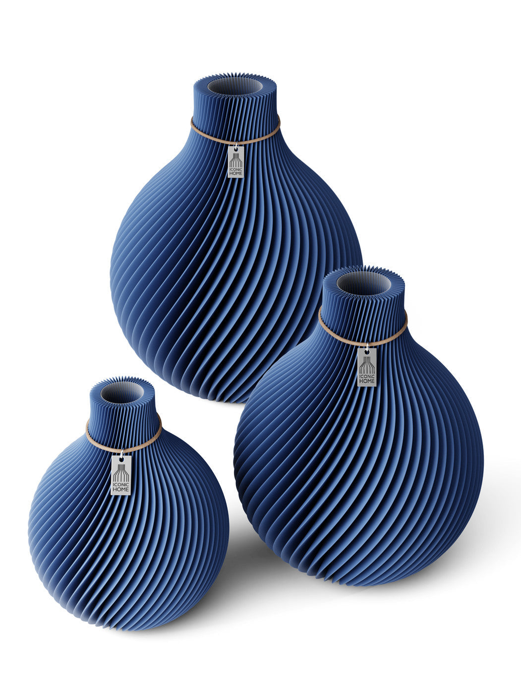 3er-Set Vase Sphere Sea Blue ICONIC HOME