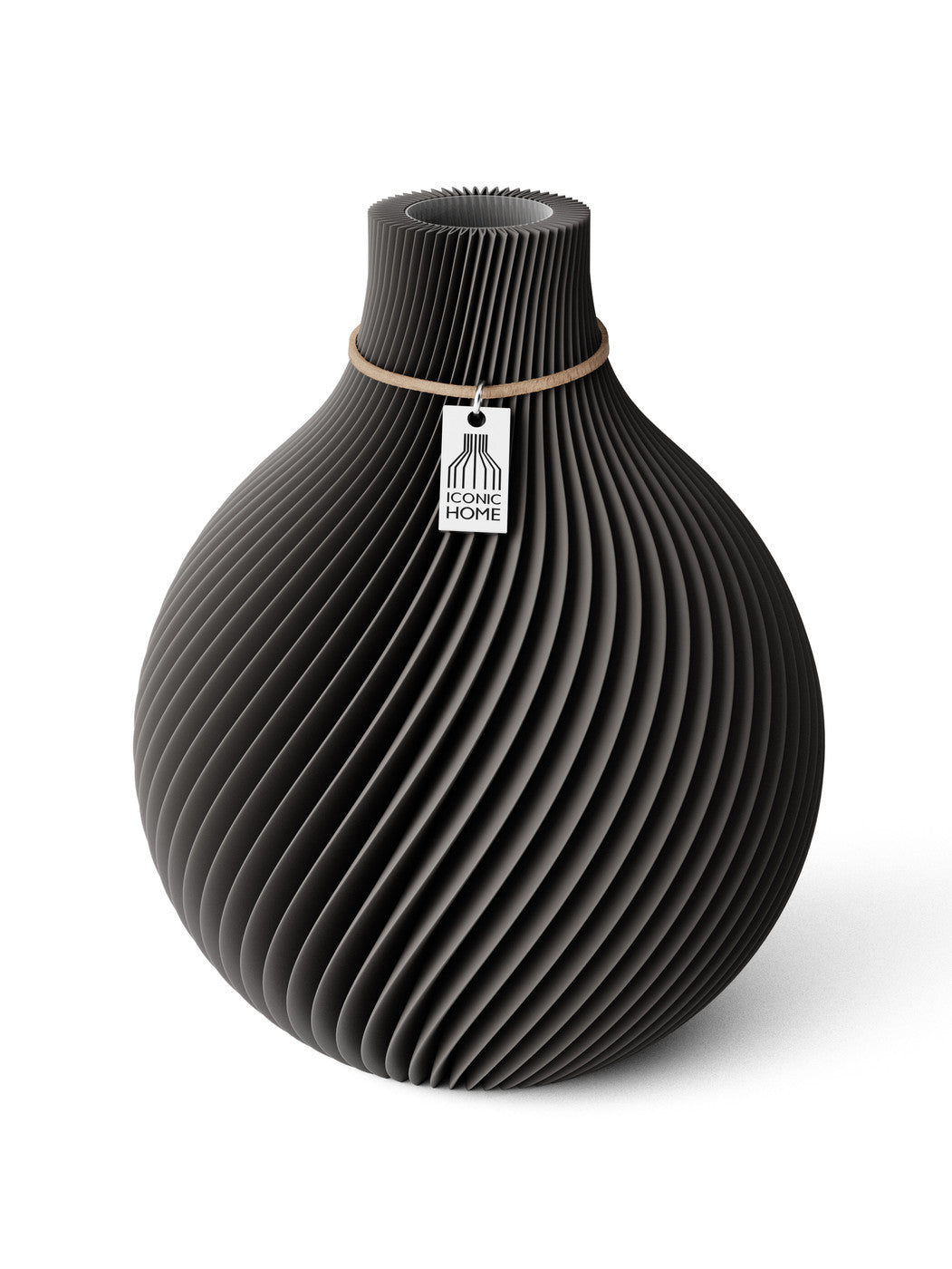 Vase Sphere Stormy Gray 20 cm ICONIC HOME Naturfarbenes Band
