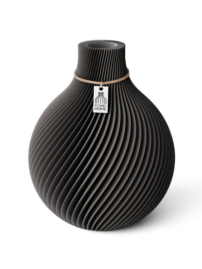 Vase Sphere Stormy Gray 20 cm ICONIC HOME Naturfarbenes Band