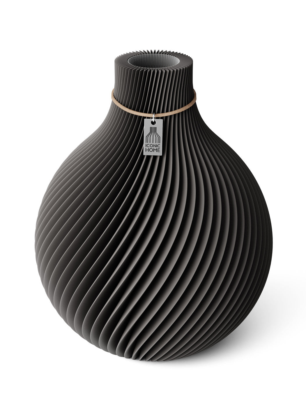 Vase Sphere Stormy Gray 26 cm ICONIC HOME Naturfarbenes Band