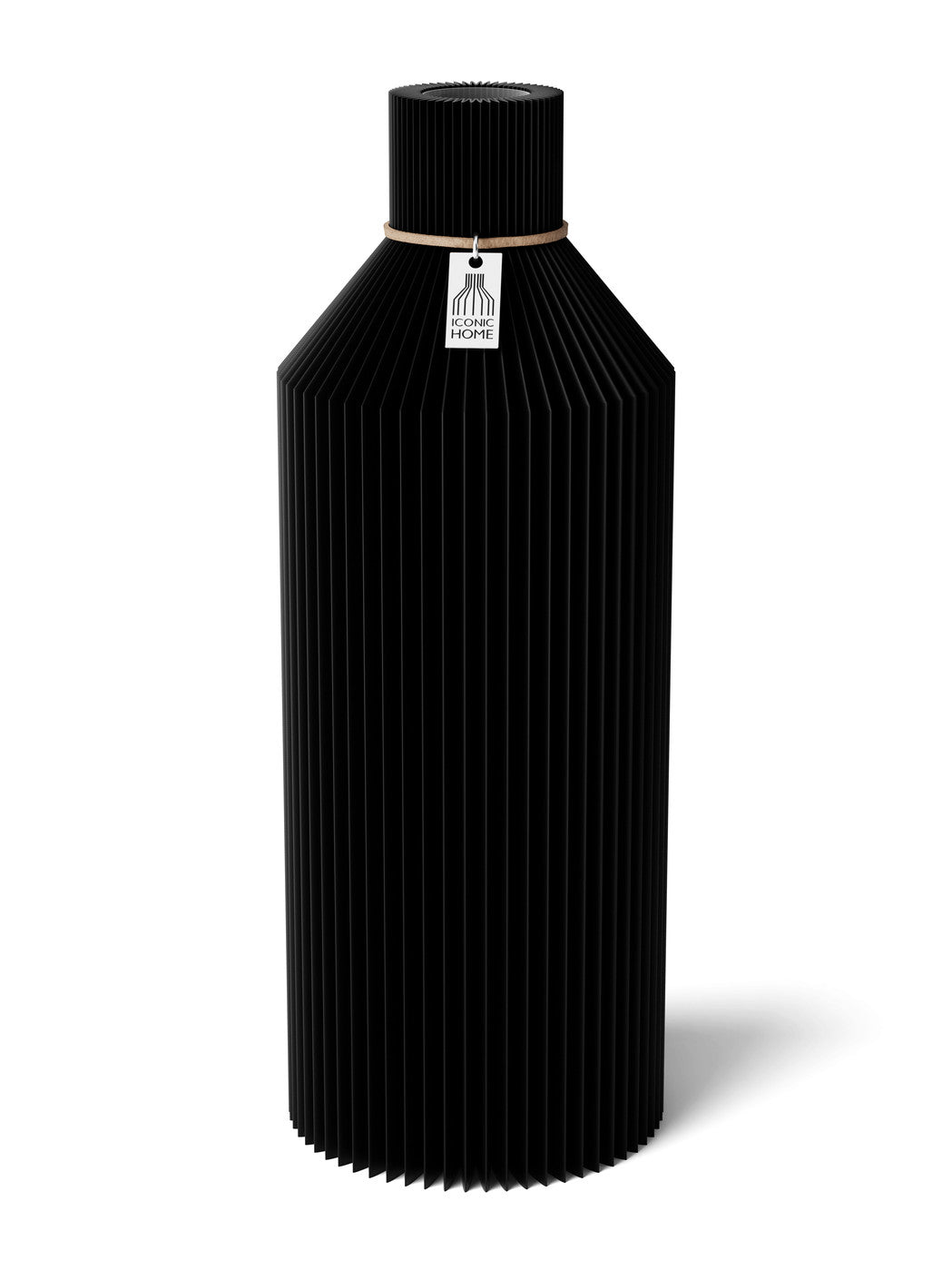 Vase Straight Deep Black 32 cm ICONIC HOME Naturfarbenes Band