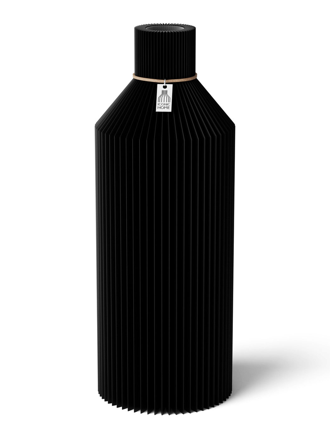 Vase Straight Deep Black 38 cm ICONIC HOME Naturfarbenes Band