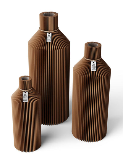 3 Vasen Set Straight Choco Brown ICONIC HOME Naturfarbenes Band
