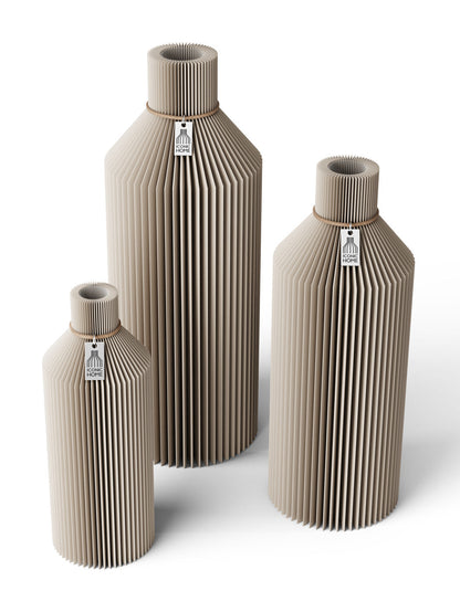 3 Vasen Set Straight Cozy Greige ICONIC HOME Naturfarbenes Band