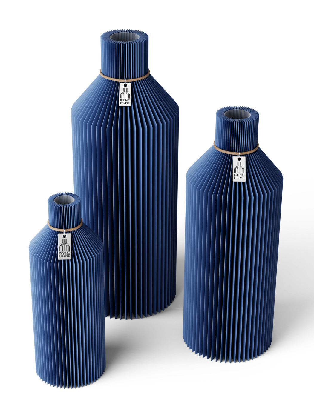 3er-Set Vase Straight Sea Blue ICONIC HOME