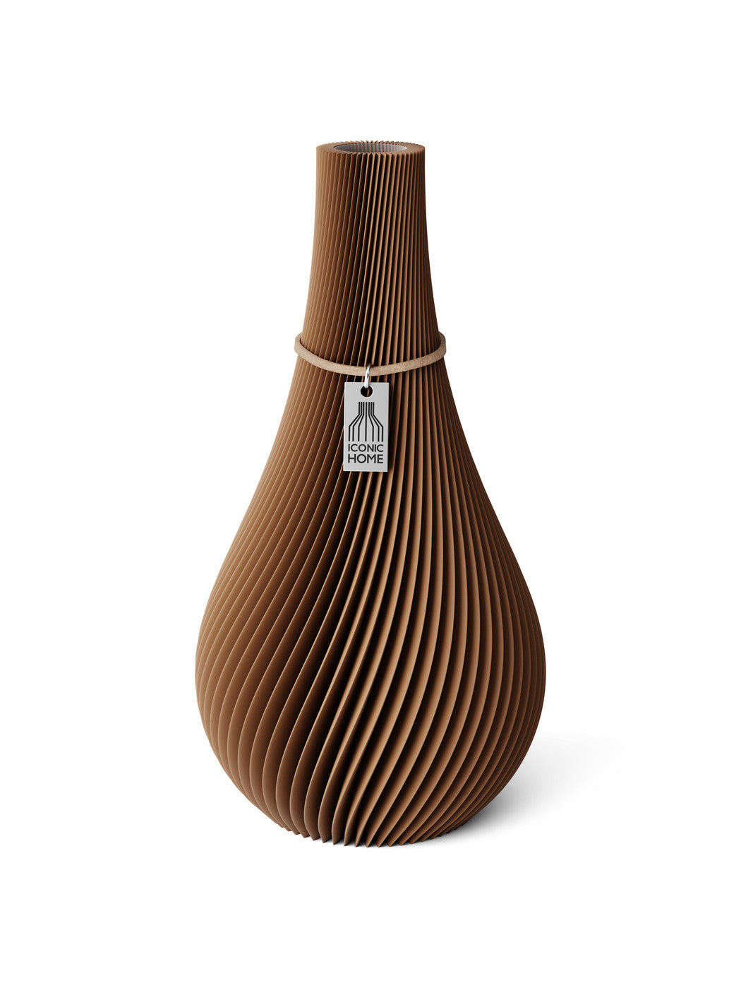 Vase Twist Choco Brown 24 cm ICONIC HOME Naturfarbenes Band