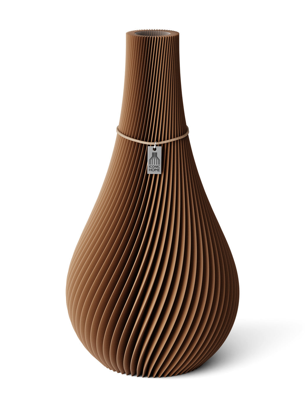 Vase Twist Choco Brown 38 cm ICONIC HOME Naturfarbenes Band