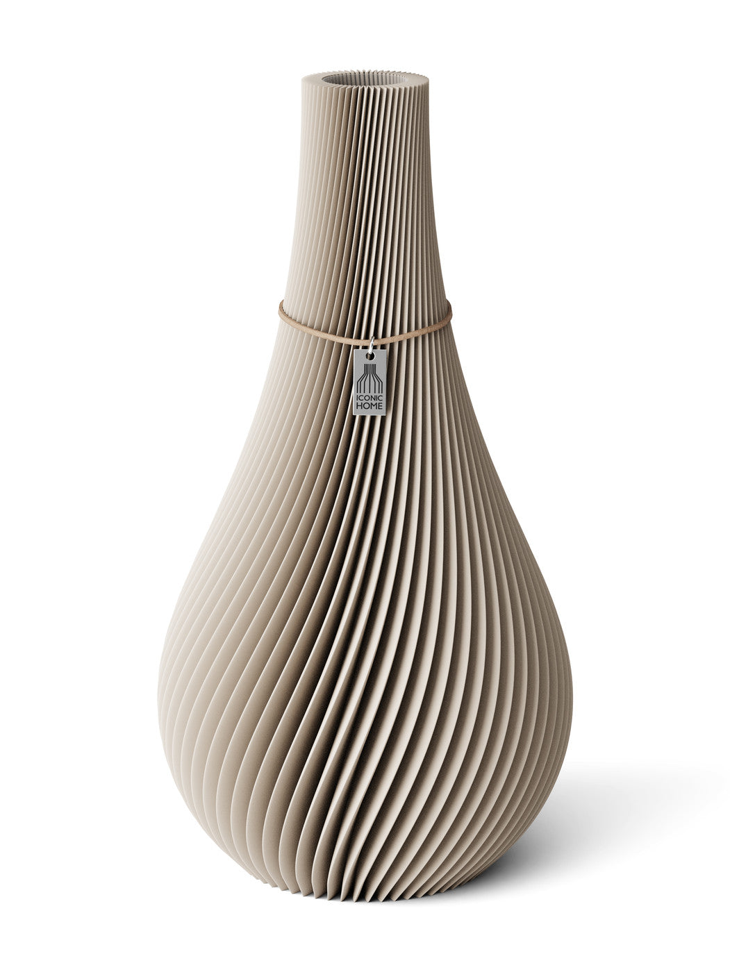Vase Twist Cozy Greige 38 cm ICONIC HOME Naturfarbenes Band