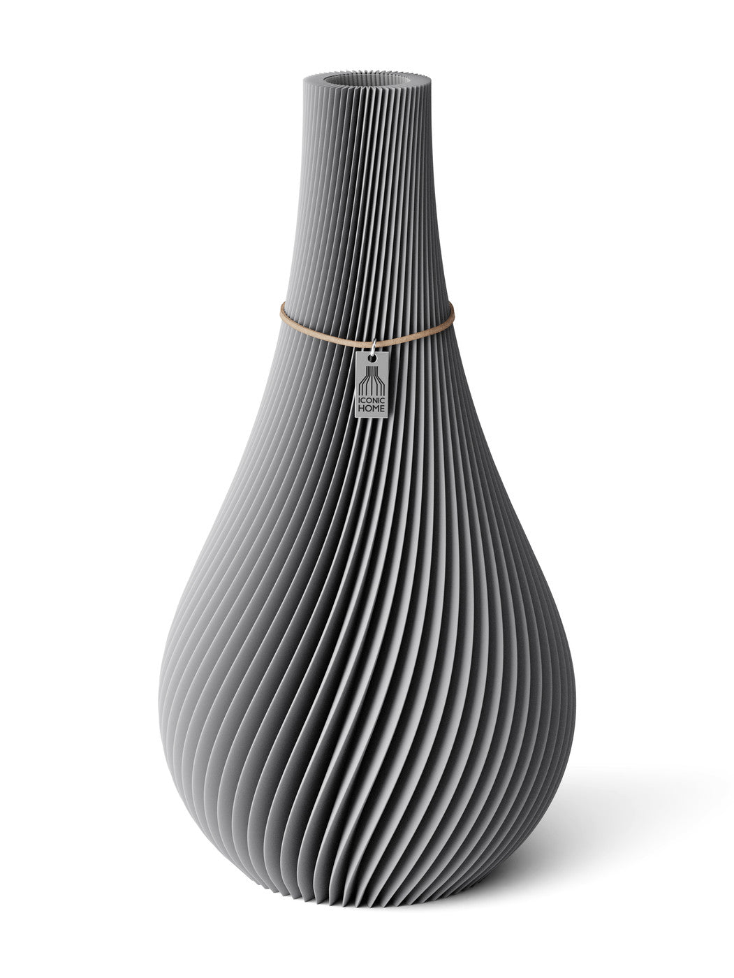 Vase Twist Dreamy Gray 38 cm ICONIC HOME Naturfarbenes Band