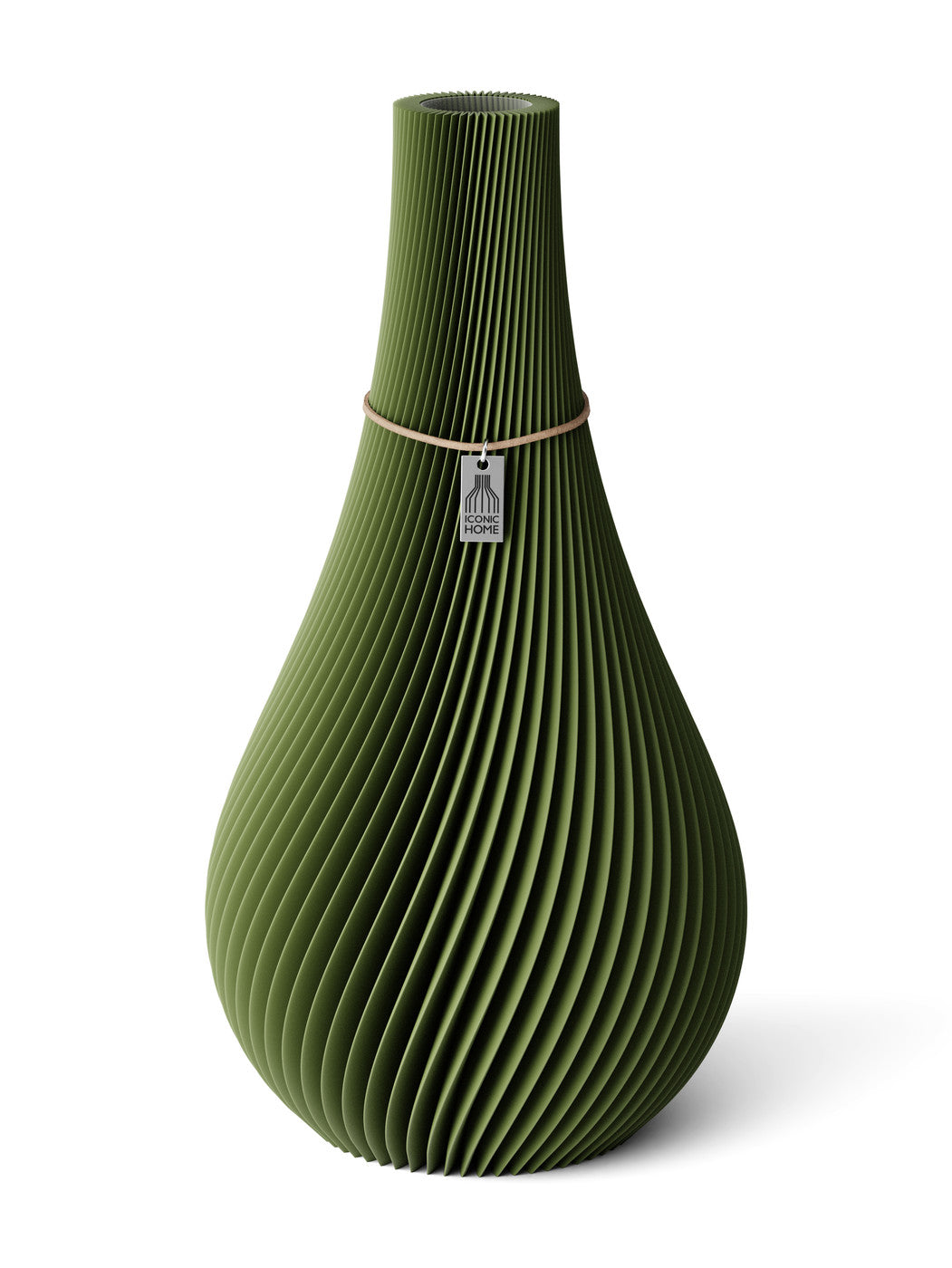 Vase Twist Moss Green 38 cm ICONIC HOME Naturfarbenes Band