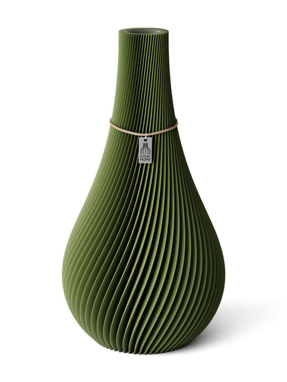 Vase Twist Moss Green 38 cm ICONIC HOME Naturfarbenes Band