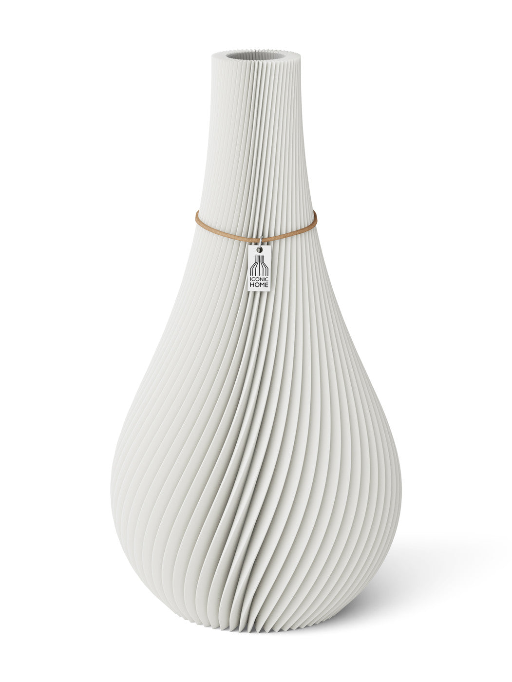 Vase Twist Pure White 38 cm ICONIC HOME Naturfarbenes Band
