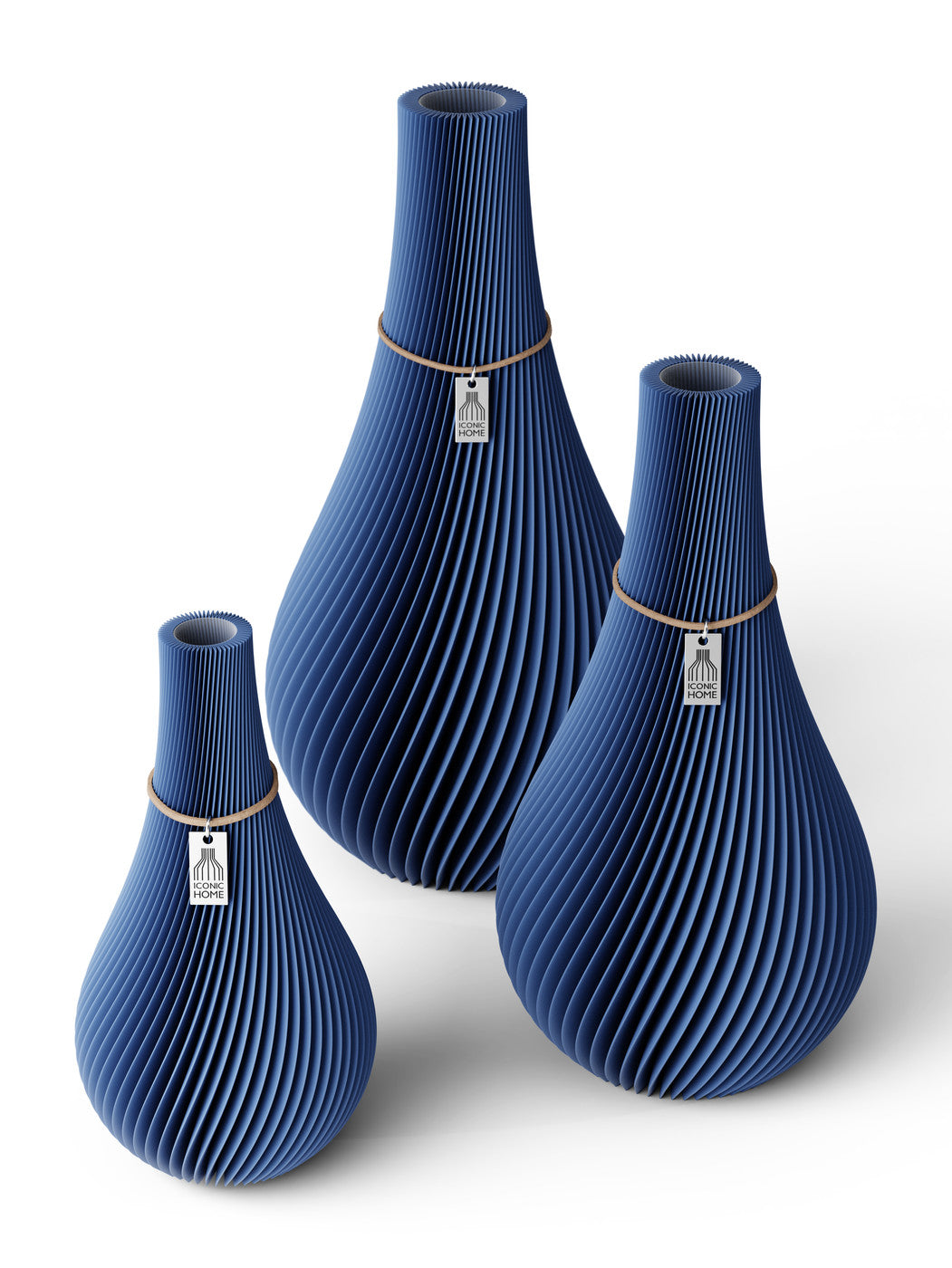 3er-Set Vase Twist Sea Blue ICONIC HOME