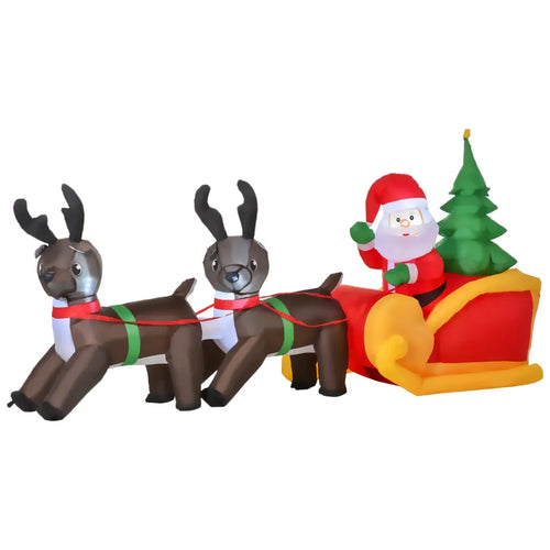 HOMCOM Aufblasbarer Weihnachtsmann mit Rentierschlitten LED IP44 1