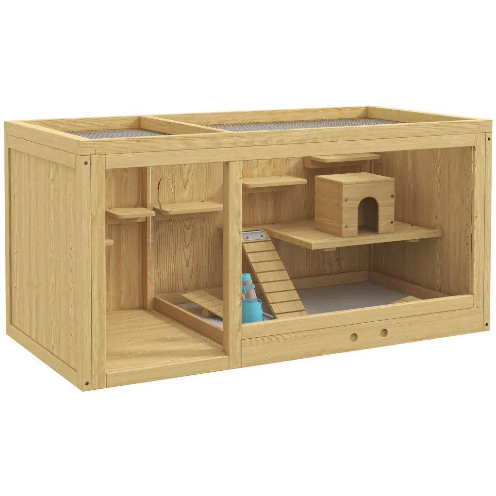 PawHut Hamsterkäfig Kleintierkäfig mehrstöckig mit Zubehör Holz 1