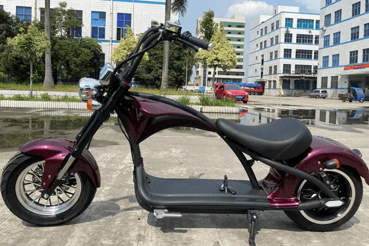 Mangosteen M1P Elektro-Chopper in Weinrot – 2000W Bürstenloser Motor, 60 km/h Hchstgeschwindigkeit(20Ah Akku- ca. 60 km Reichweite/25km/h (COC für