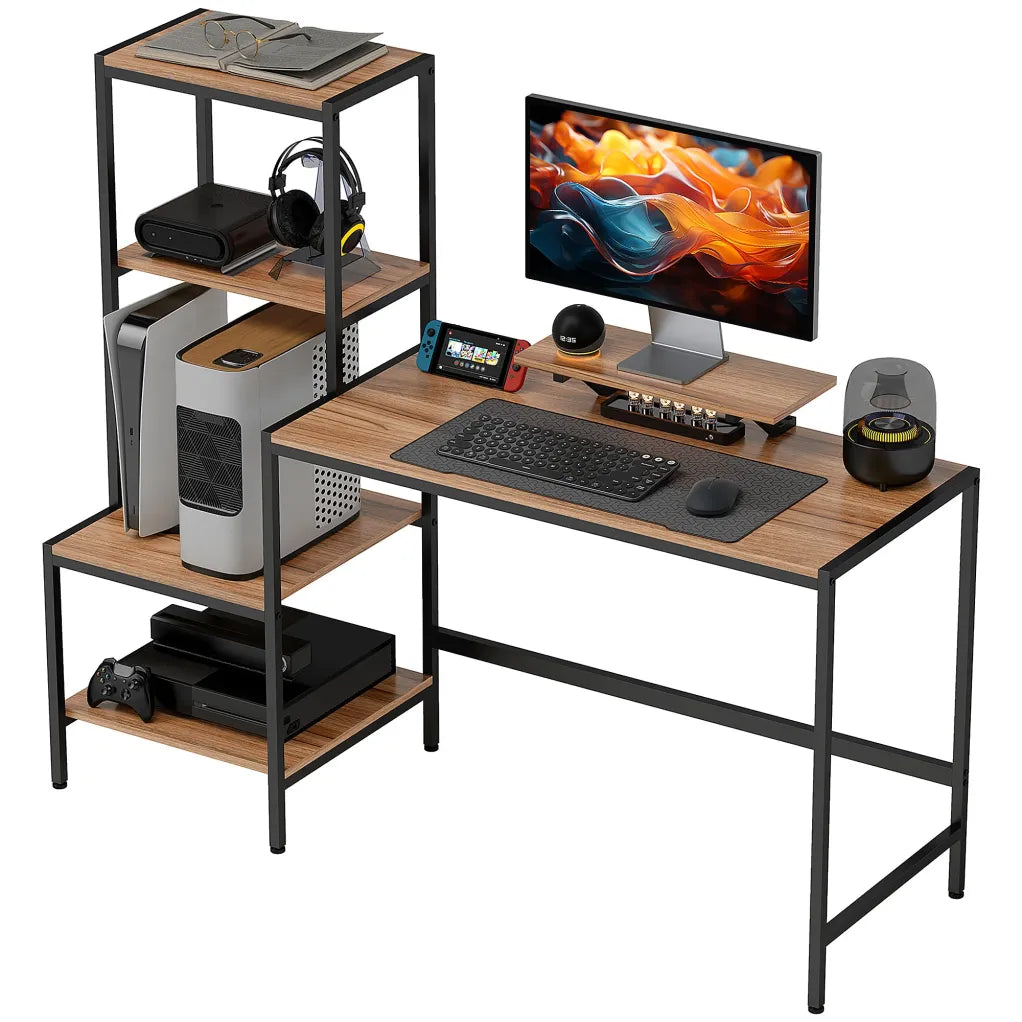 HOMCOM Computertisch mit Monitorständer 4 Regalen – 150 × 48 × 125 cm