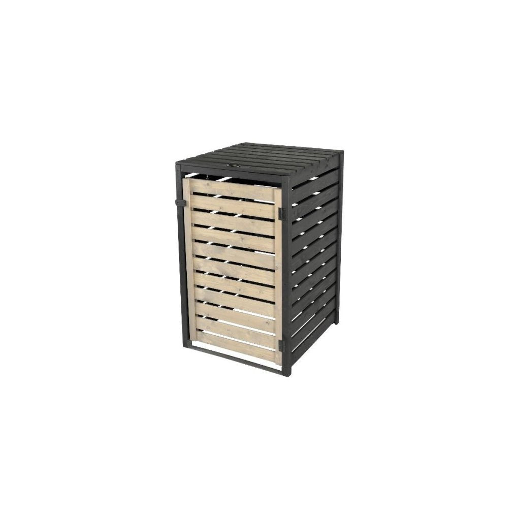 dobar Mülltonnenverkleidung, 120 L, schwarz/grau – B-Ware Transportschaden M (Möbel)(Default Title)