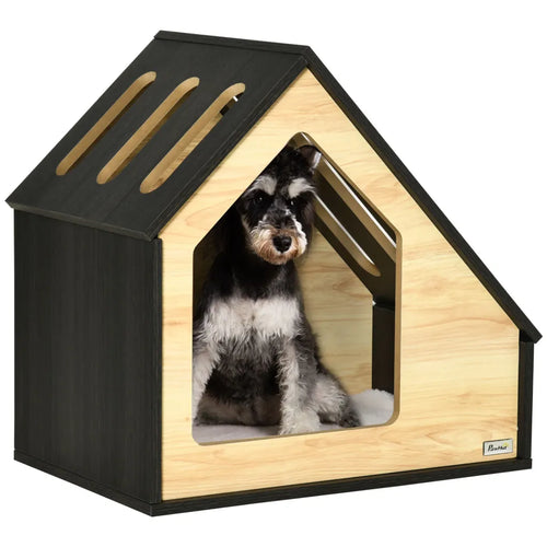PawHut Hundehütte Holz 60×40 cm mit Kissen für kleine Hunde