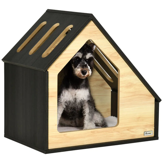 PawHut Hundehütte Holz 60×40 cm mit Kissen für kleine Hunde